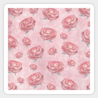 Watercolour red peonies flowery pattern Sticker